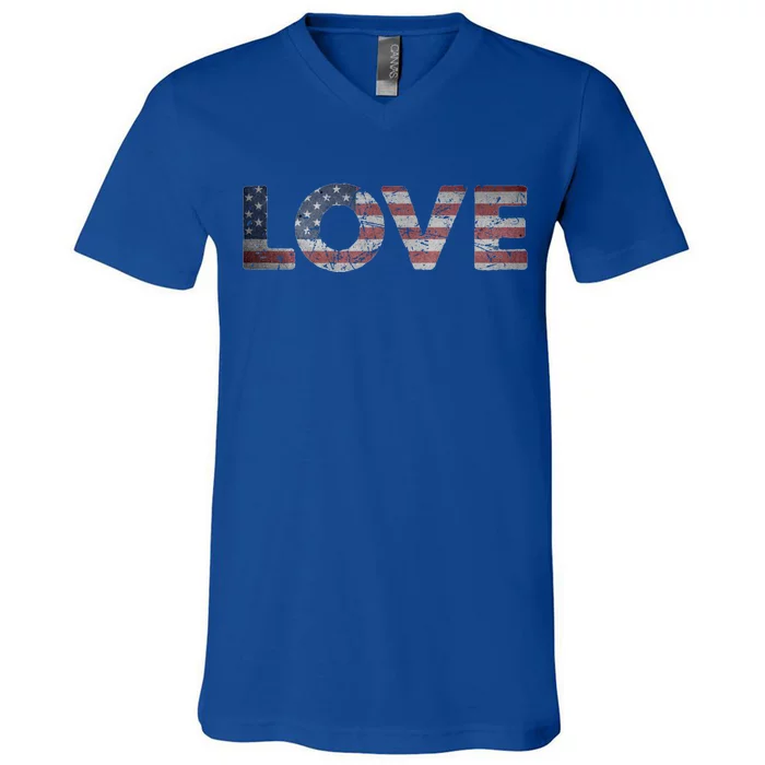 America Love Us Flag Love America Style I Love Usa Gift V-Neck T-Shirt