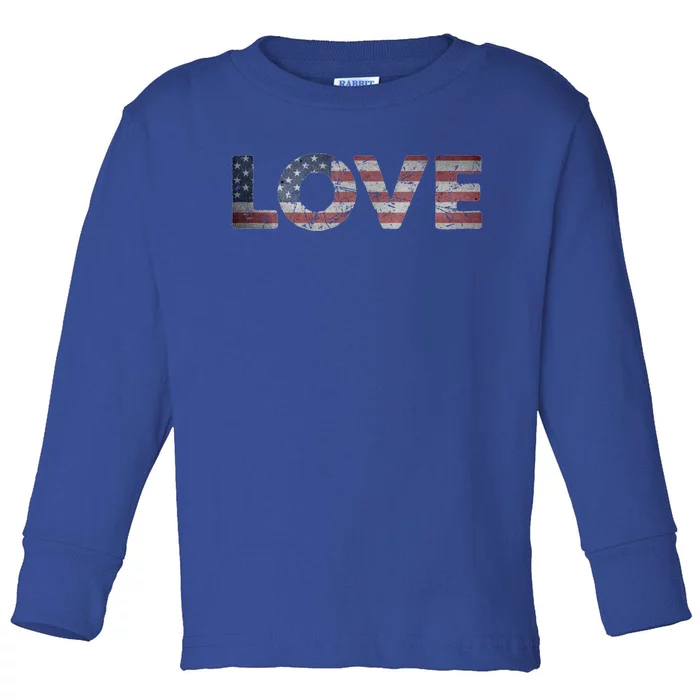 America Love Us Flag Love America Style I Love Usa Gift Toddler Long Sleeve Shirt