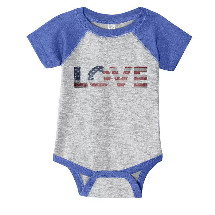 America Love Us Flag Love America Style I Love Usa Gift Infant Baby Jersey Bodysuit