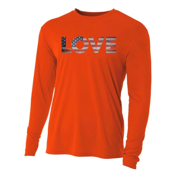 America Love Us Flag Love America Style I Love Usa Gift Cooling Performance Long Sleeve Crew