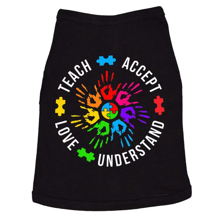 Accept Love Understand Teacher Autism Awareness Doggie Tank