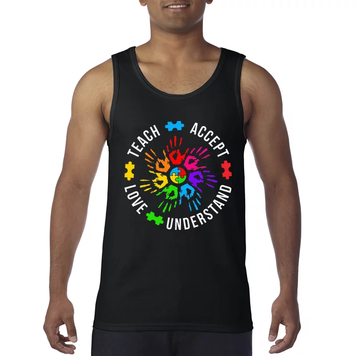 Accept Love Understand Teacher Autism Awareness Tank Top