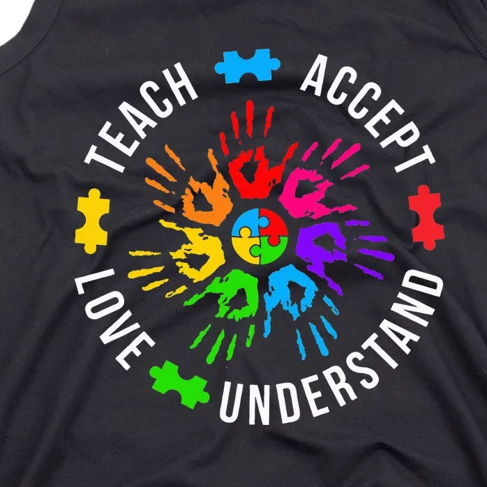 Accept Love Understand Teacher Autism Awareness Tank Top