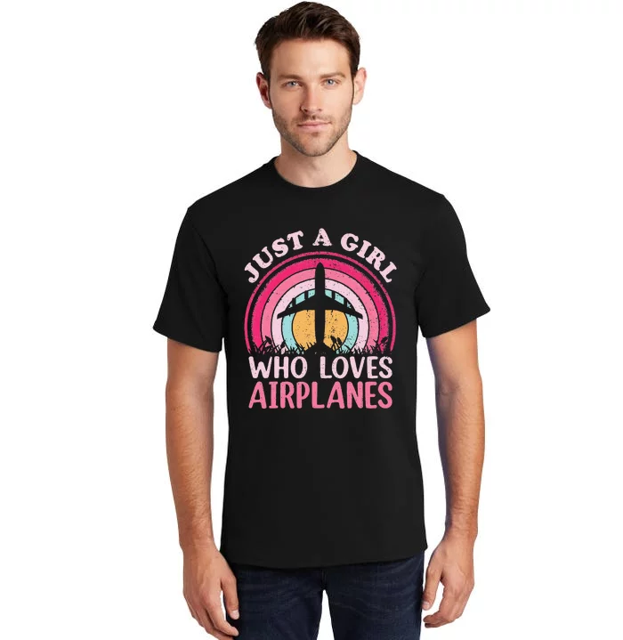 Airplane Lover Vintage Just A Who Loves Airplanes Tall T-Shirt