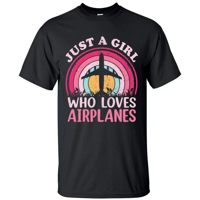 Airplane Lover Vintage Just A Who Loves Airplanes Tall T-Shirt