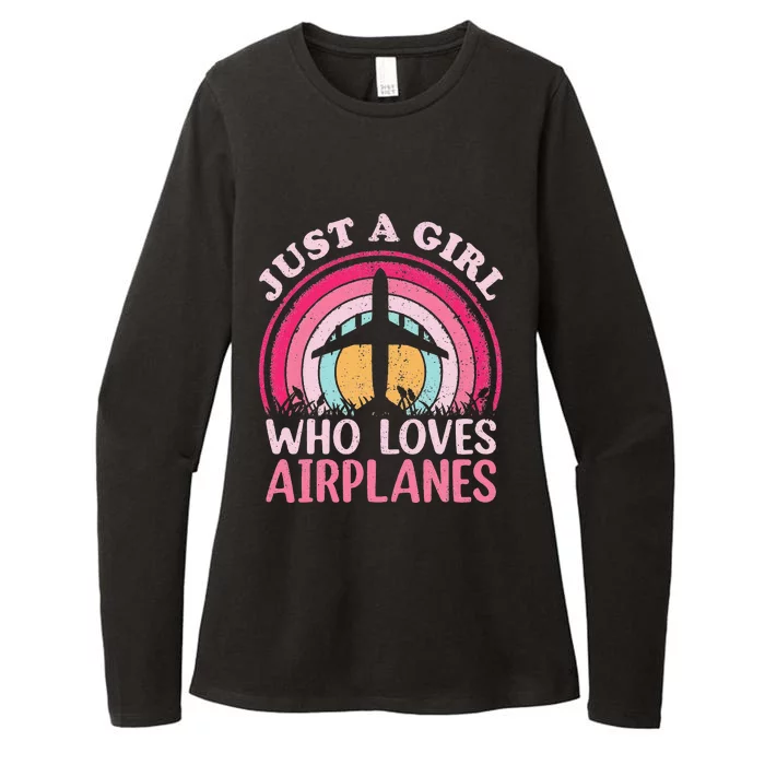 Airplane Lover Vintage Just A Who Loves Airplanes Womens CVC Long Sleeve Shirt