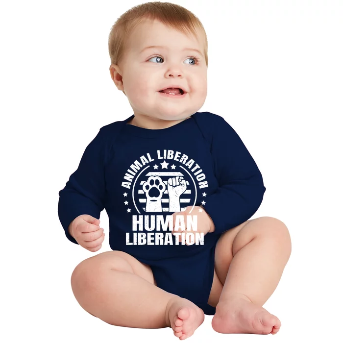 Animal Liberation Vegeterian Vegan Cute Gift Baby Long Sleeve Bodysuit