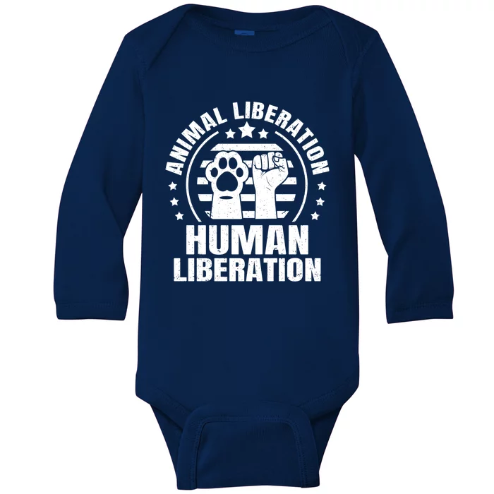 Animal Liberation Vegeterian Vegan Cute Gift Baby Long Sleeve Bodysuit