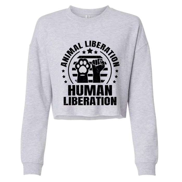 Animal Liberation Vegeterian Vegan Cute Gift Cropped Pullover Crew