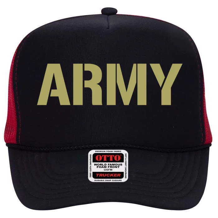 Army Logo Vintage Thin Line American Flag Back And Front High Crown Mesh Trucker Hat