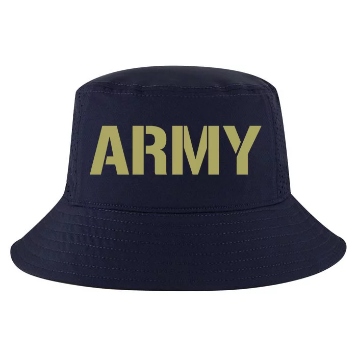 Army Logo Vintage Thin Line American Flag Back And Front Cool Comfort Performance Bucket Hat