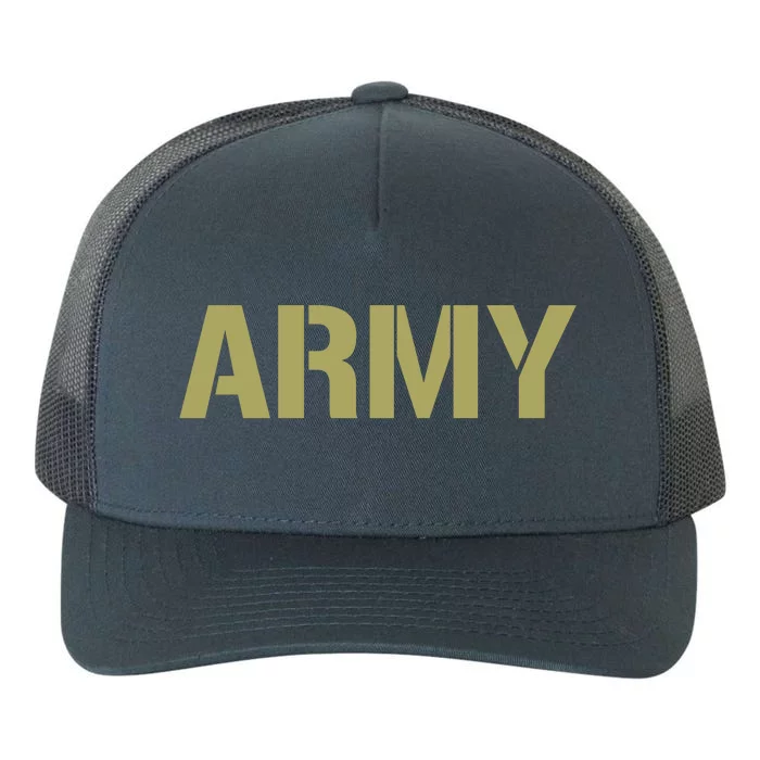 Army Logo Vintage Thin Line American Flag Back And Front Yupoong Adult 5-Panel Trucker Hat