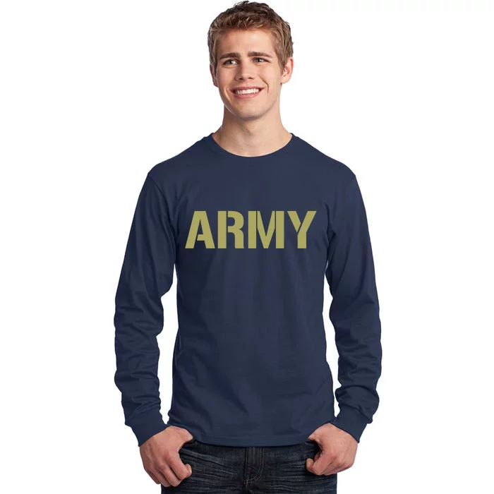 Army Logo Vintage Thin Line American Flag Back And Front Tall Long Sleeve T-Shirt