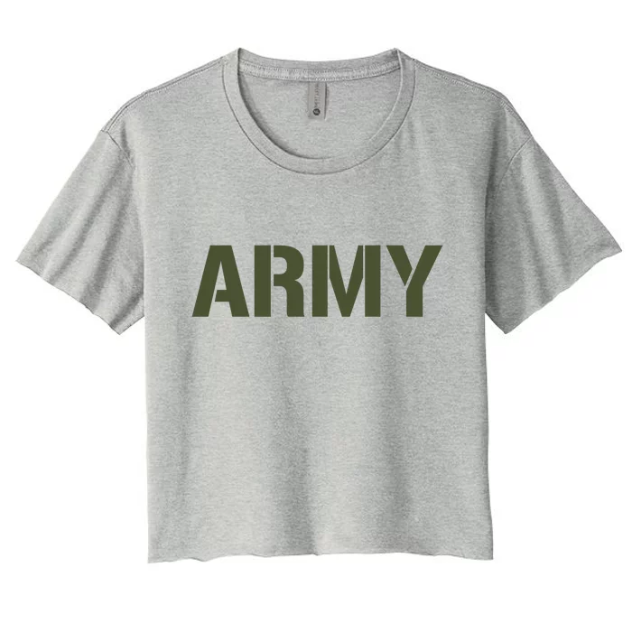 Army Logo Vintage Thin Line American Flag Back And Front Women's Crop Top Tee