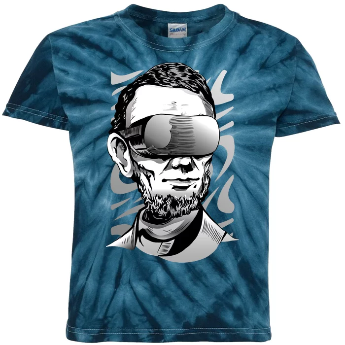 Abraham Lincoln Virtual Reality Glasses Kids Tie-Dye T-Shirt