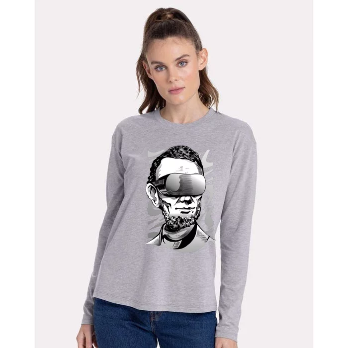 Abraham Lincoln Virtual Reality Glasses Womens Cotton Relaxed Long Sleeve T-Shirt