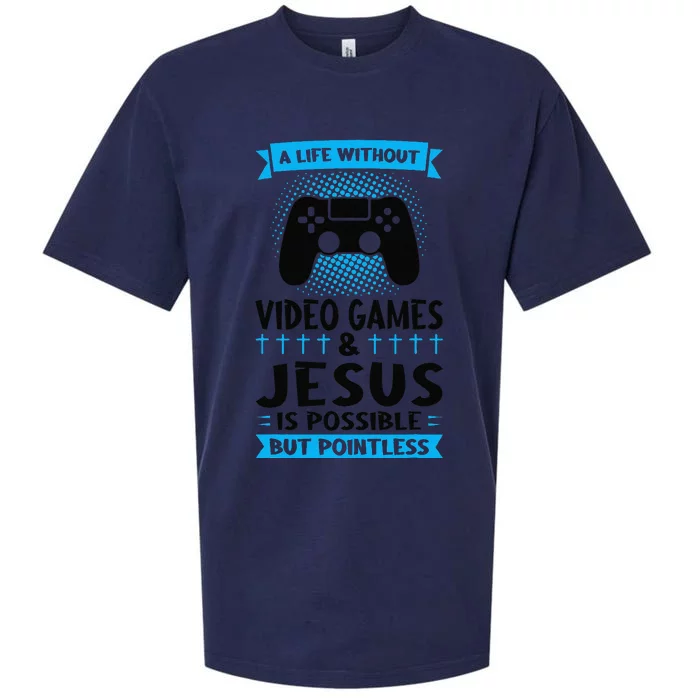 A Life Without Video Games & Jesus Is Possible Gaming Sueded Cloud Jersey T-Shirt