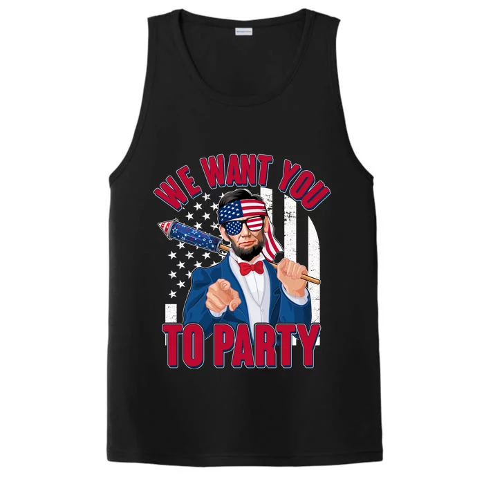 Abraham Lincoln We Want You To Party Performance Tank