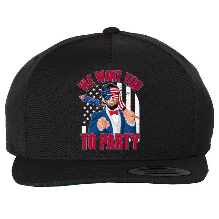 Abraham Lincoln We Want You To Party Wool Snapback Cap