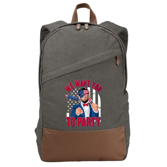 Abraham Lincoln We Want You To Party Cotton Canvas Backpack