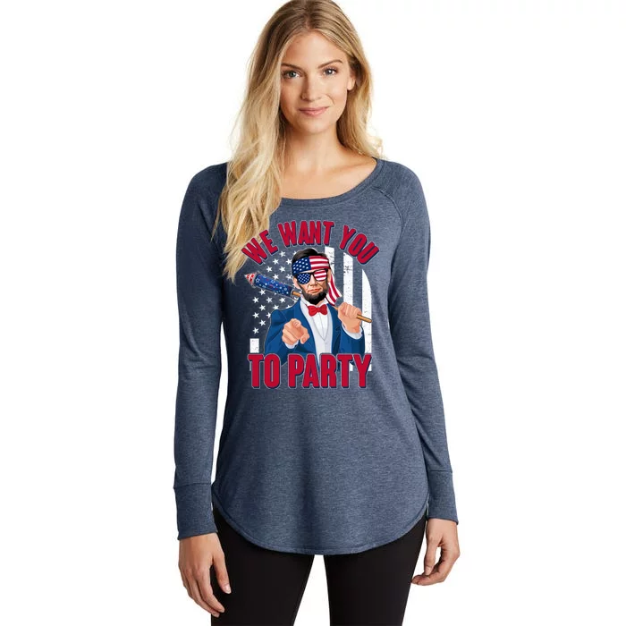 Abraham Lincoln We Want You To Party Women's Perfect Tri Tunic Long Sleeve Shirt