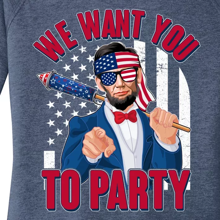 Abraham Lincoln We Want You To Party Women's Perfect Tri Tunic Long Sleeve Shirt