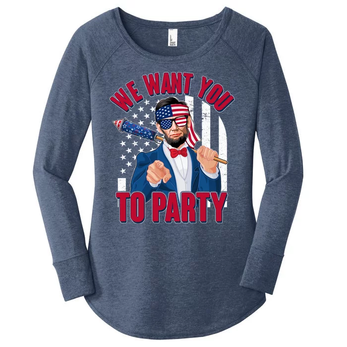 Abraham Lincoln We Want You To Party Women's Perfect Tri Tunic Long Sleeve Shirt