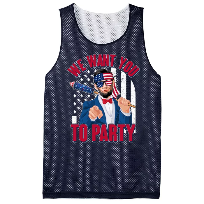 Abraham Lincoln We Want You To Party Mesh Reversible Basketball Jersey Tank