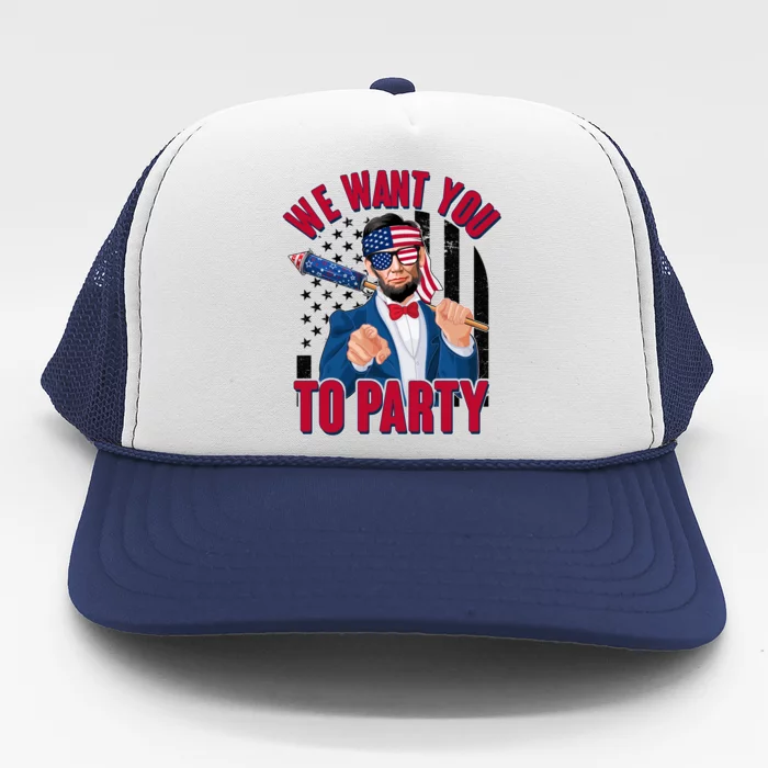 Abraham Lincoln We Want You To Party Trucker Hat