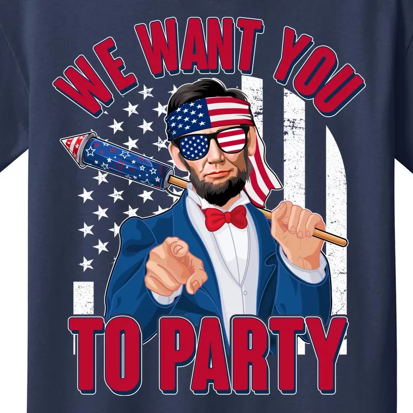 Abraham Lincoln We Want You To Party Kids T-Shirt