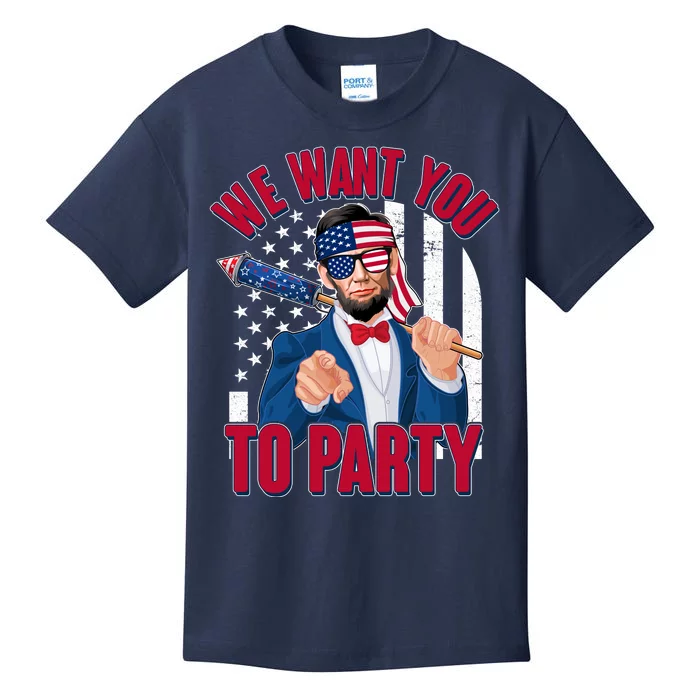 Abraham Lincoln We Want You To Party Kids T-Shirt