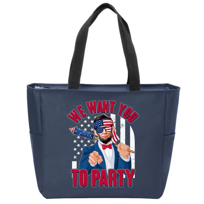 Abraham Lincoln We Want You To Party Zip Tote Bag