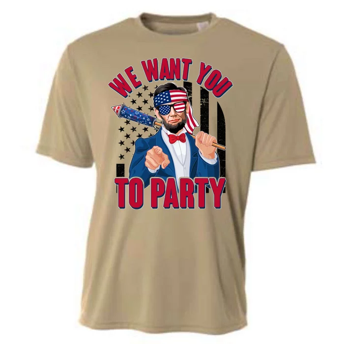 Abraham Lincoln We Want You To Party Cooling Performance Crew T-Shirt