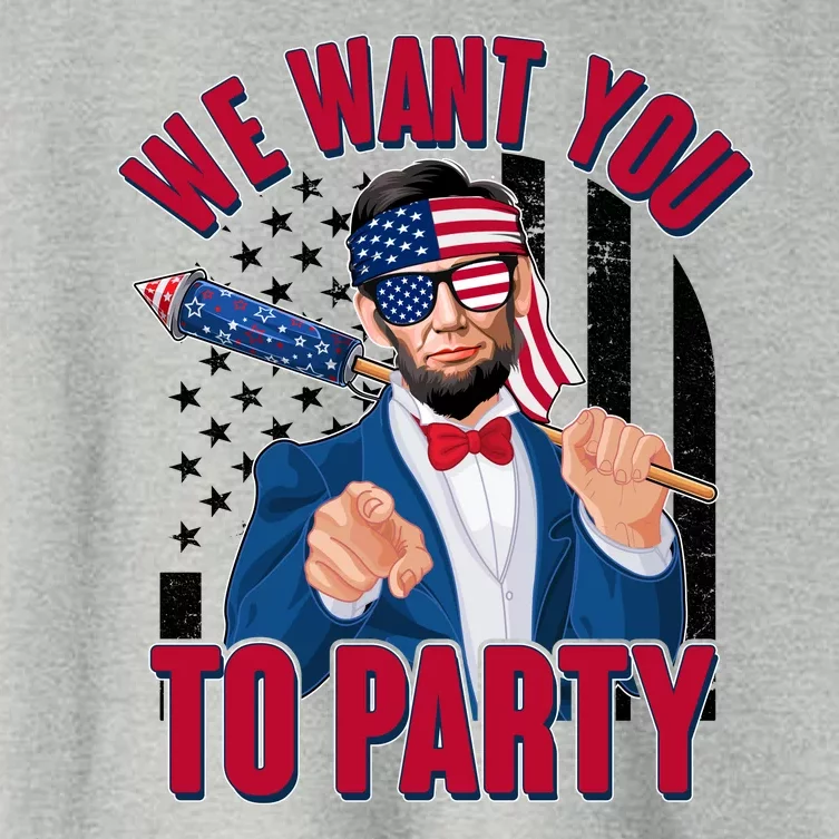 Abraham Lincoln We Want You To Party Women's Crop Top Tee