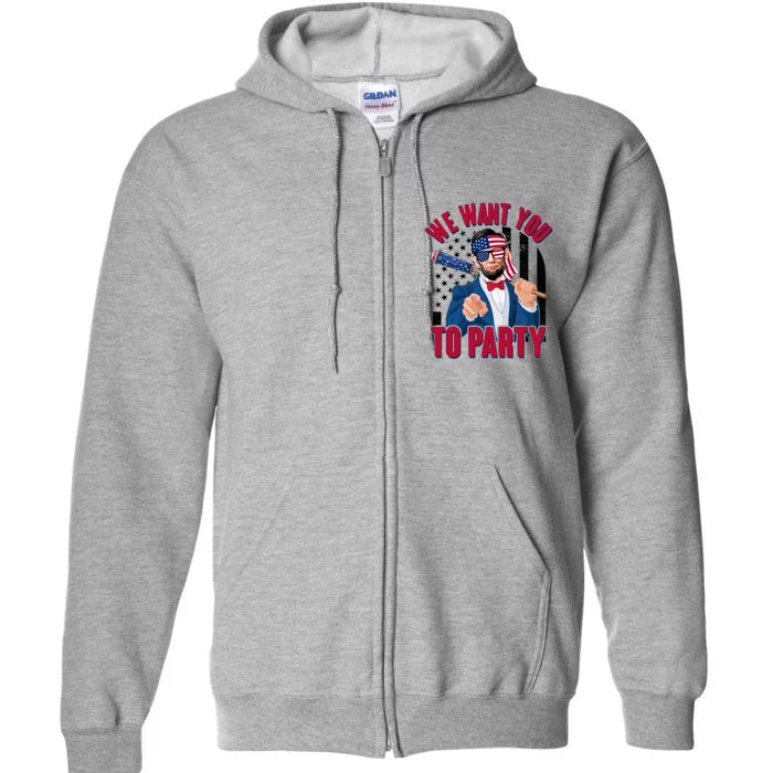 Abraham Lincoln We Want You To Party Full Zip Hoodie