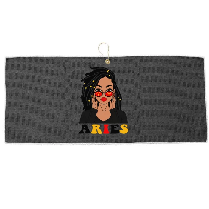 Aries Loc'd Woman Zodiac Signs Birthday Large Microfiber Waffle Golf Towel