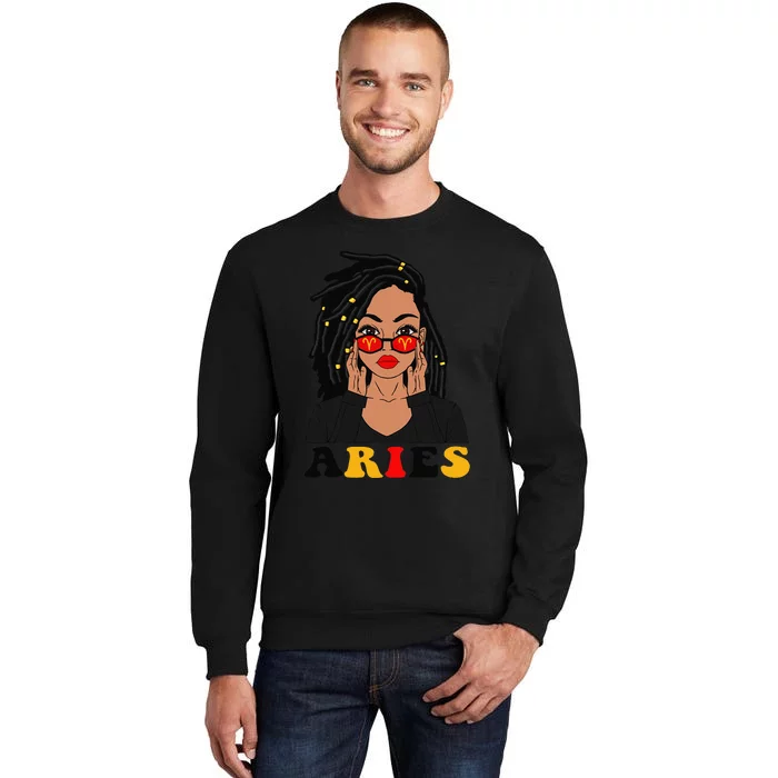 Aries Loc'd Woman Zodiac Signs Birthday Tall Sweatshirt