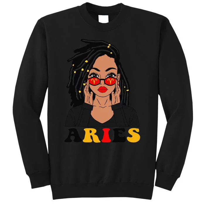 Aries Loc'd Woman Zodiac Signs Birthday Tall Sweatshirt