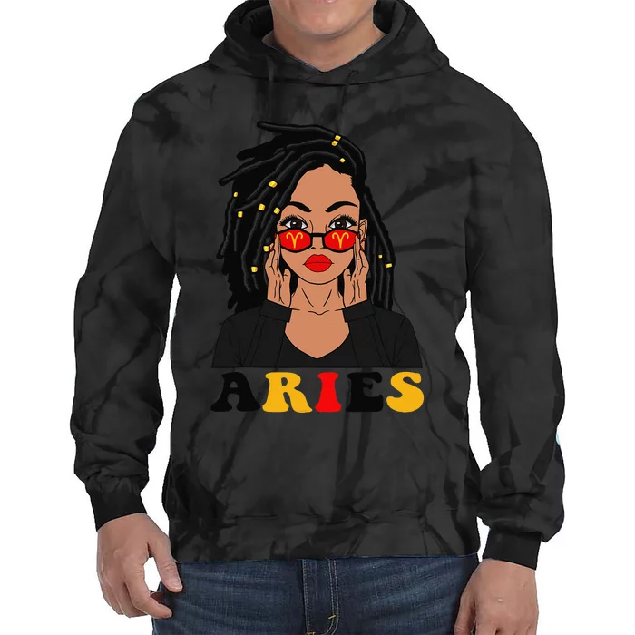 Aries Loc'd Woman Zodiac Signs Birthday Tie Dye Hoodie