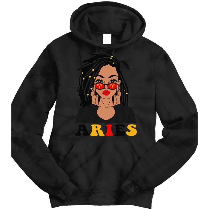 Aries Loc'd Woman Zodiac Signs Birthday Tie Dye Hoodie