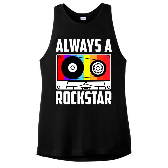 Always A Rockstar Vintage Casette Ladies Tri-Blend Wicking Tank