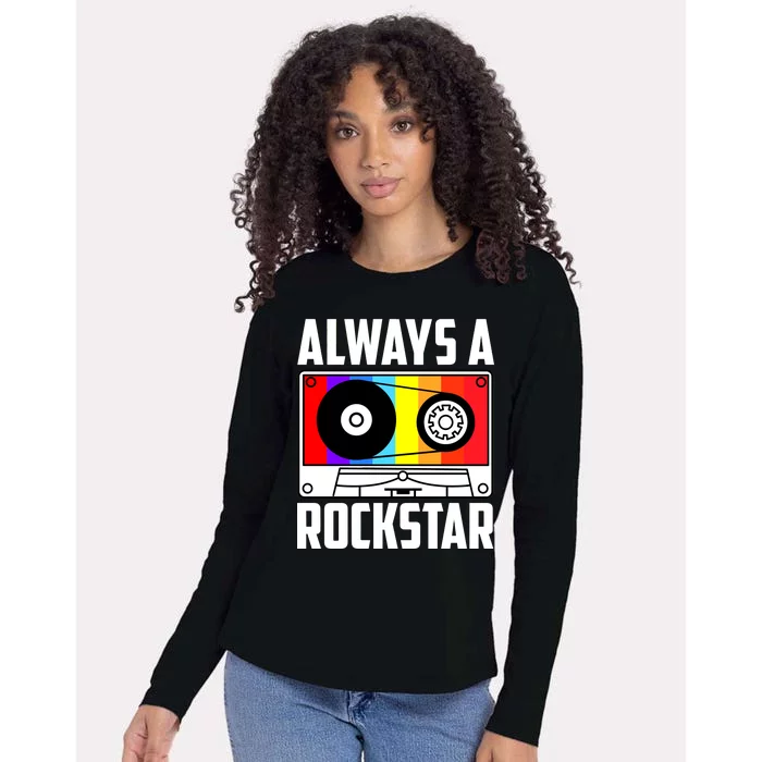 Always A Rockstar Vintage Casette Womens Cotton Relaxed Long Sleeve T-Shirt