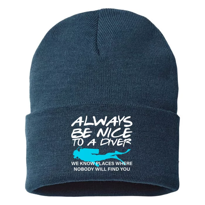 Always Be Nice To A Diver Sustainable Knit Beanie