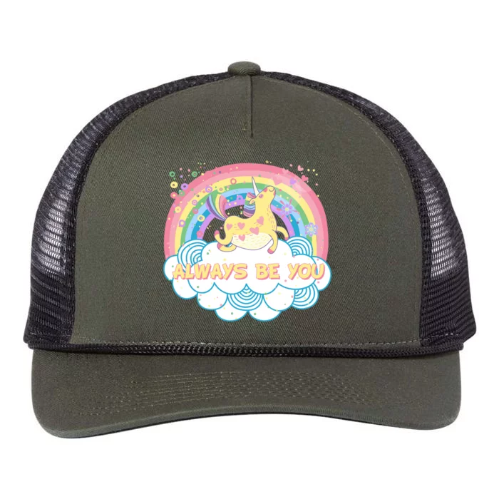 Always Be You Unicorn Rainbow Retro Rope Trucker Hat Cap