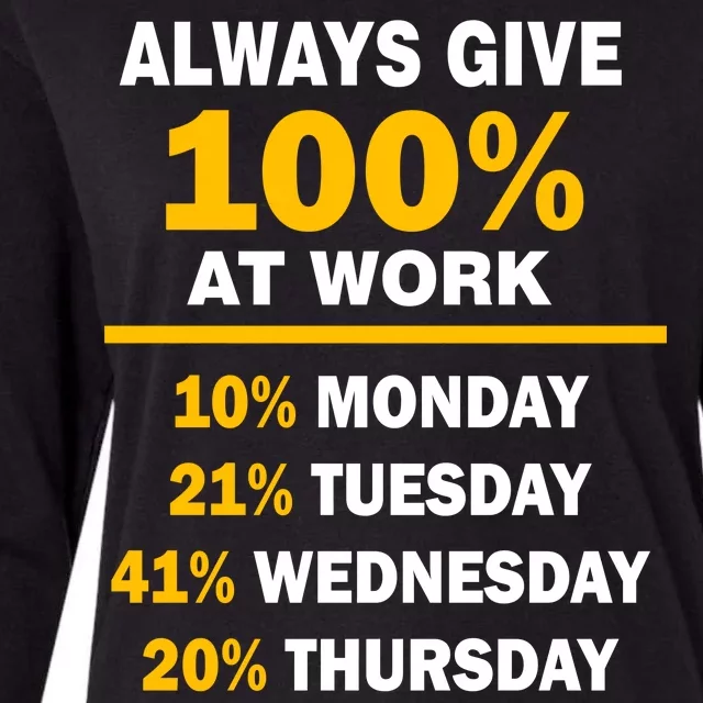 Always Give A 100% At Work Funny Womens Cotton Relaxed Long Sleeve T-Shirt