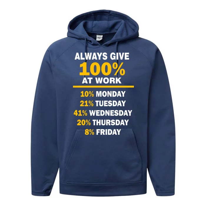 Always Give A 100% At Work Funny Performance Fleece Hoodie