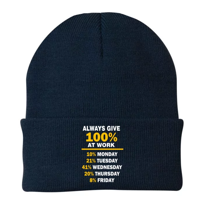 Always Give A 100% At Work Funny Knit Cap Winter Beanie