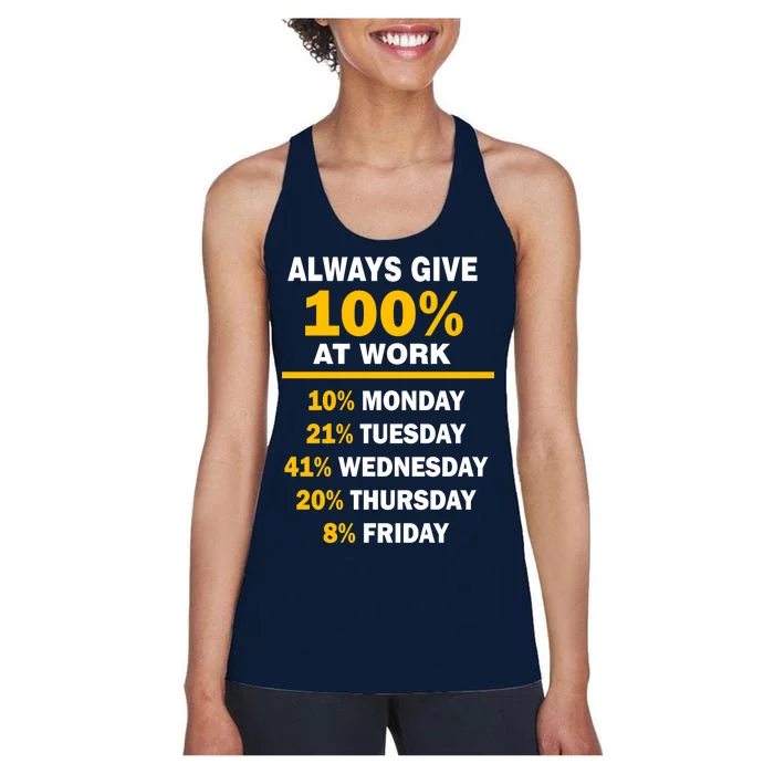 Always Give A 100% At Work Funny Women's Racerback Tank