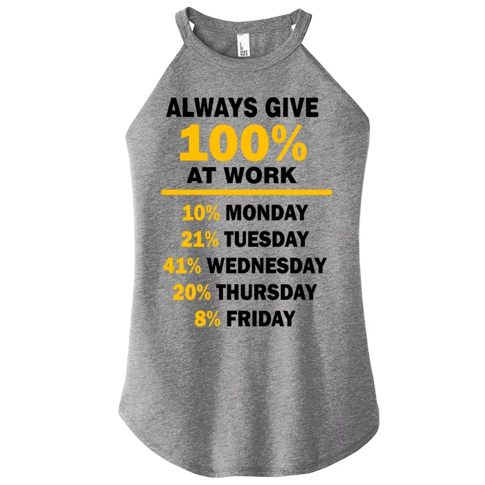 Always Give A 100% At Work Funny Women’s Perfect Tri Rocker Tank