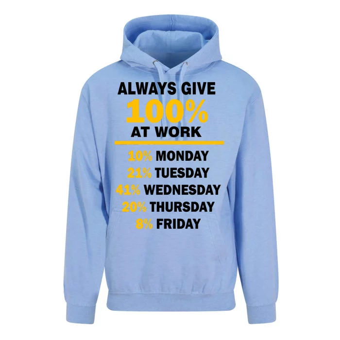 Always Give A 100% At Work Funny Unisex Surf Hoodie